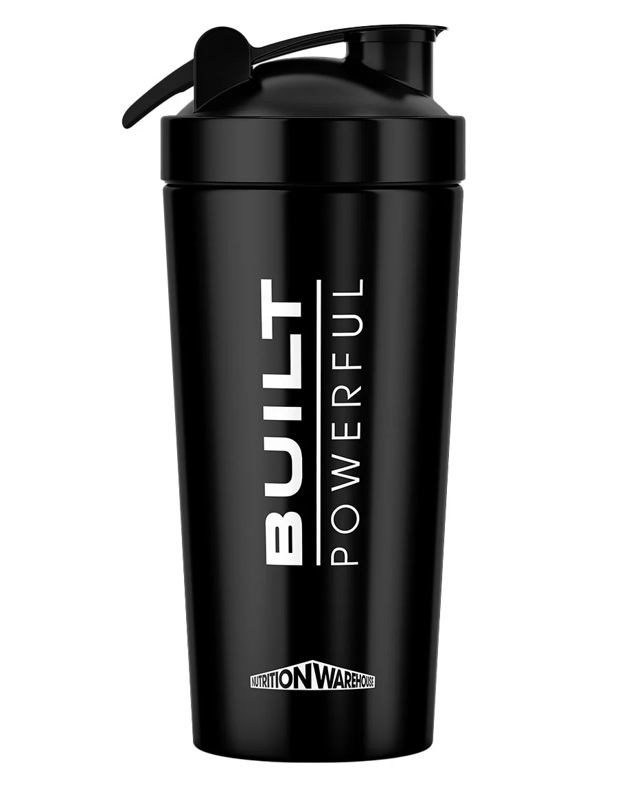 Built Powerful Stainless Steel Shaker (Black) by Nutrition Warehouse