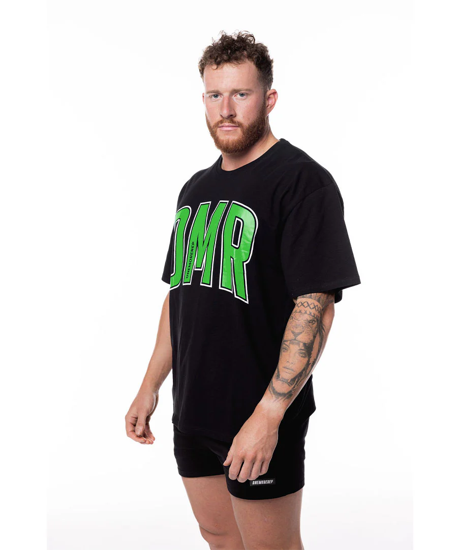 Oversized Pump Unisex Tee Black/Apple Green by OneMoreRep - Image 2