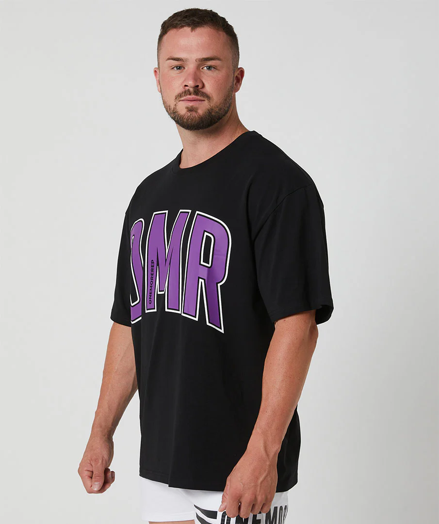 Oversized Pump Unisex Tee Black/Violet by OneMoreRep - Image 10