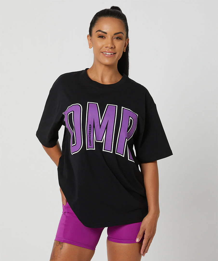 Oversized Pump Unisex Tee Black/Violet by OneMoreRep - Image 11