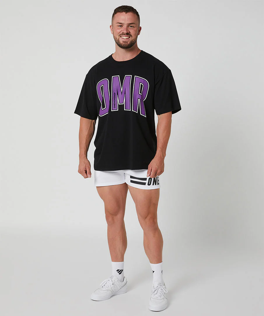 Oversized Pump Unisex Tee Black/Violet by OneMoreRep - Image 4