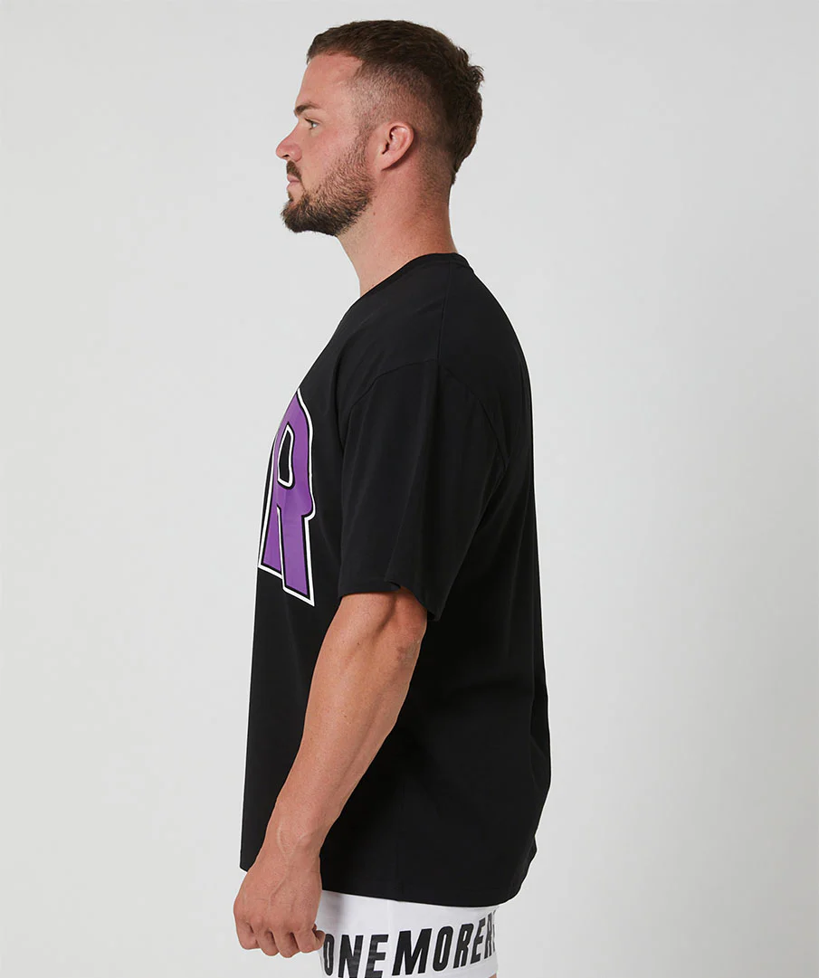 Oversized Pump Unisex Tee Black/Violet by OneMoreRep - Image 8