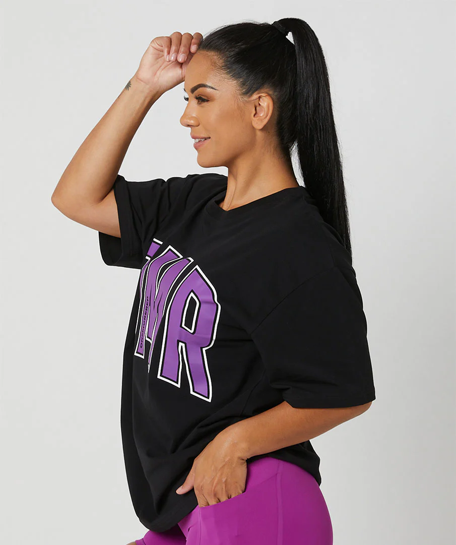 Oversized Pump Unisex Tee Black/Violet by OneMoreRep - Image 9